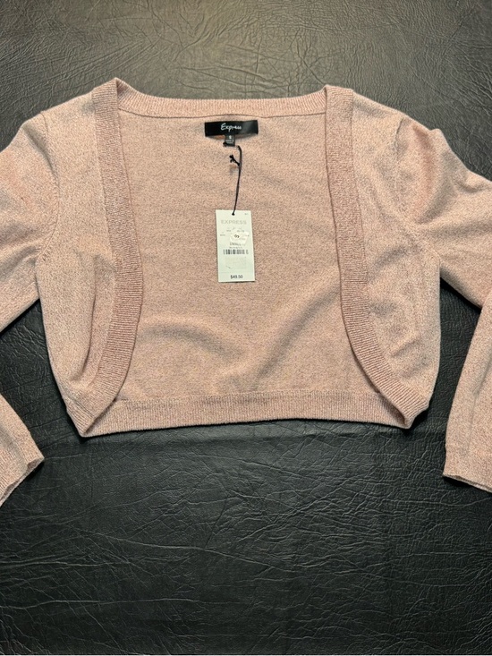 NWT Express Shimmer Pink Cropped Shrug Balletcore Wedding Guest Soft Girl - Picture 3 of 7